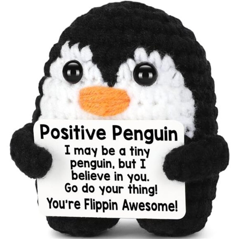 Mini Funny Positive Penguin Gifts, Inspirational Handmade Crochet‎ Animal Funny